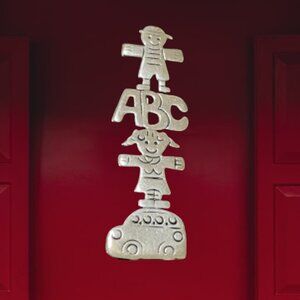 Vintage Sterling Silver ABC Boy and Girl Brooch Signed Teachers Pin